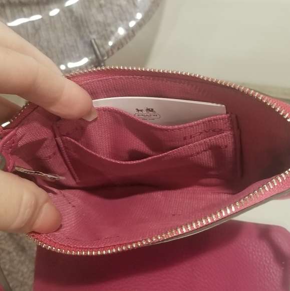 COACH Pink Refined Grain Leather Wristlet - Picture 8 of 9
